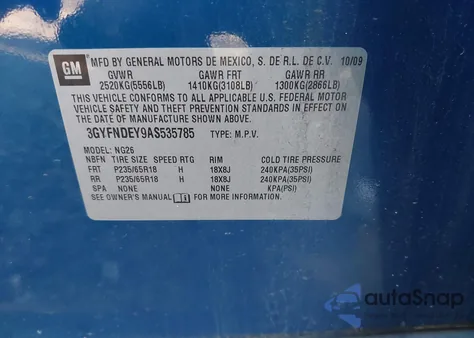 2010 Cadillac Srx Luxury Collection from USA, damaged, VIN 3GYFNDEY9AS535785